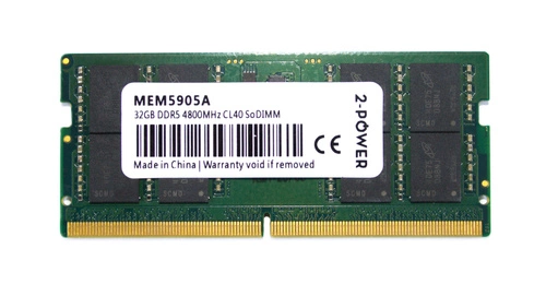 RAM-Speicher 1x 32 GB 2-Power NON ECC SODIMM DDR5 2Rx8 4800 MHz PC5-38400 | MEM5905A