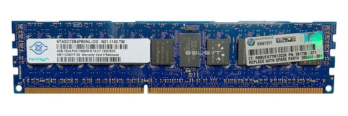 Arbeitspeicher 1x 4GB Nanya ECC REGISTERED DDR3 1Rx4 1333MHz PC3-10600 RDIMM | NT4GC72B4PB0NL-CG