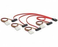 Delock Kabel mini SAS SFF-8087 > 4 x SAS SFF-8482 + Power, 1m | 83146