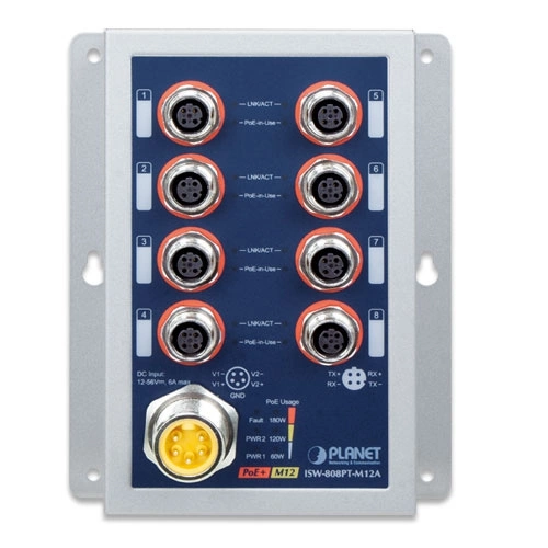 Schalter Planet ISW-808PT-M12 120 W PoE+