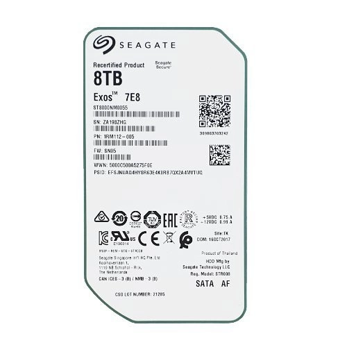Festplatte Seagate Exos 7E8 3.5'' HDD 8TB 7200RPM SATA 6Gb/s 256MB | ST8000NM0055-RCF Rezertifiziert
