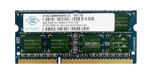Arbeitspeicher 1x 4GB Nanya SO-DIMM DDR3 1333MHz PC3-10600 | NT4GC64B8HB0NS-CG