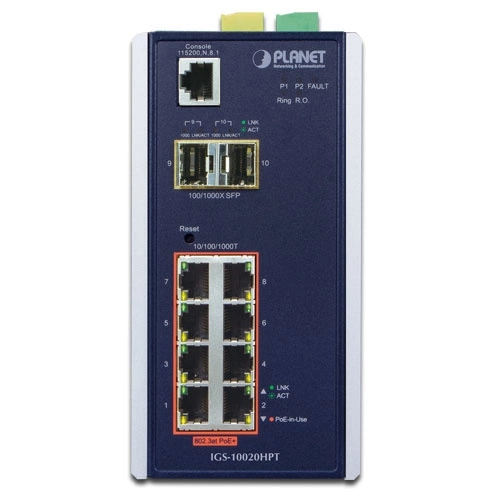 Schalter Planet IGS-10020HPT 8x 1Gb 2x SFP 240 W PoE+