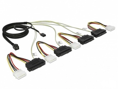 Delock Kabel (83391) Mini SAS HD SFF-8643 | 4 x SAS SFF-8482 + Power + Sideband 1m.| 83391
