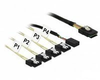 Delock Kabel Mini SAS | 4 x SATA 7 Pin Reverse + Sideband 1m | 83319