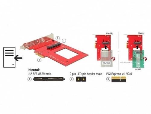 Delock Karte PCI Express x4 > 1x U.2 NVMe SFF-8639 | 89469