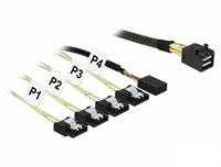 Delock Kabel (83315) Anschlüsse: 1 x Mini SAS HD SFF-8643 und Anschlüsse SATA 7pin + Sideband, 0.5m.| 83315